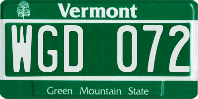 VT license plate WGD072