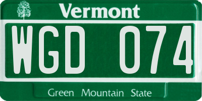 VT license plate WGD074