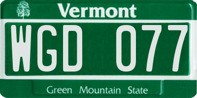 VT license plate WGD077