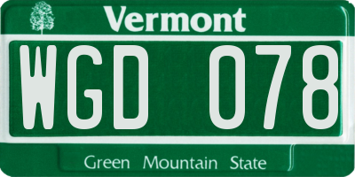 VT license plate WGD078
