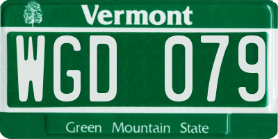 VT license plate WGD079