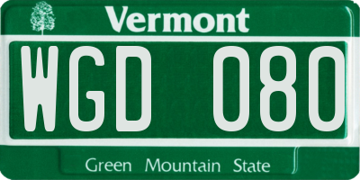 VT license plate WGD080
