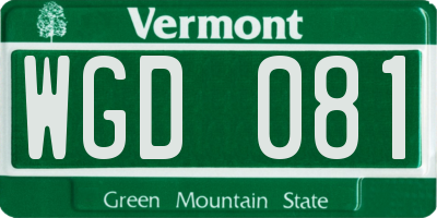VT license plate WGD081