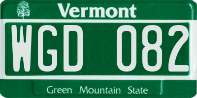 VT license plate WGD082