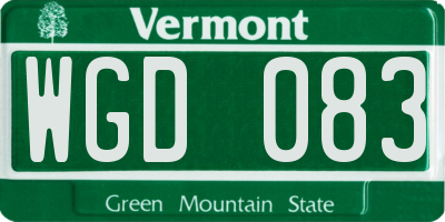 VT license plate WGD083