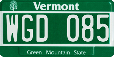 VT license plate WGD085