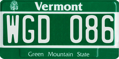 VT license plate WGD086