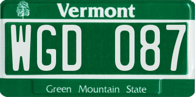 VT license plate WGD087