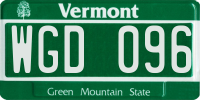 VT license plate WGD096