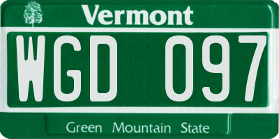 VT license plate WGD097