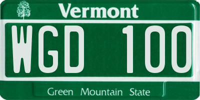 VT license plate WGD100