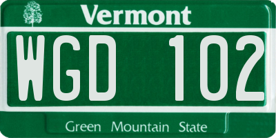 VT license plate WGD102