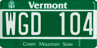 VT license plate WGD104