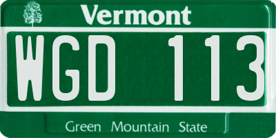 VT license plate WGD113
