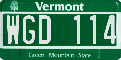 VT license plate WGD114