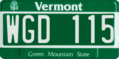 VT license plate WGD115