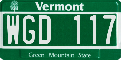 VT license plate WGD117