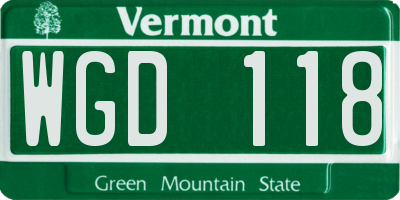 VT license plate WGD118
