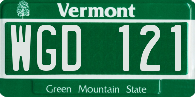 VT license plate WGD121