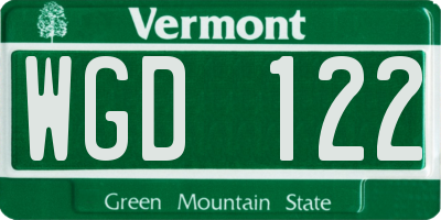 VT license plate WGD122