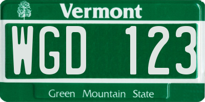 VT license plate WGD123
