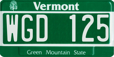 VT license plate WGD125