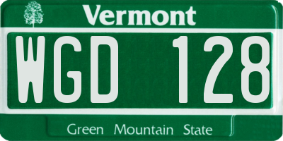 VT license plate WGD128