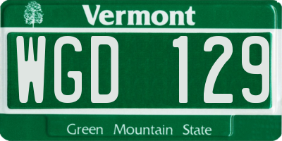 VT license plate WGD129