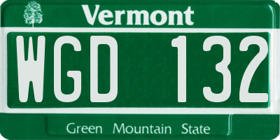 VT license plate WGD132