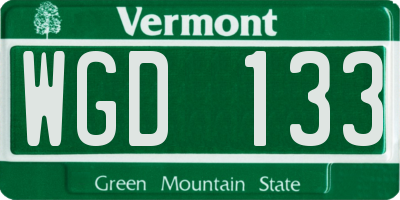 VT license plate WGD133
