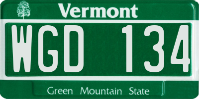 VT license plate WGD134