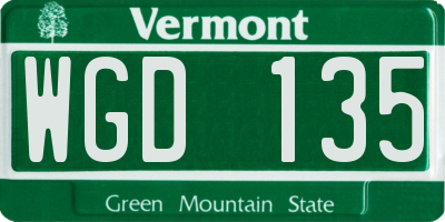 VT license plate WGD135