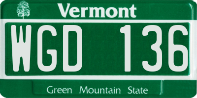 VT license plate WGD136