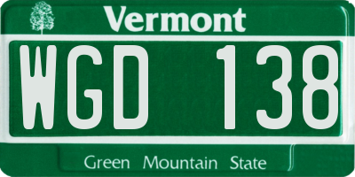 VT license plate WGD138