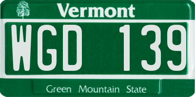 VT license plate WGD139