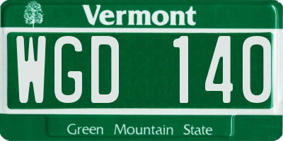 VT license plate WGD140