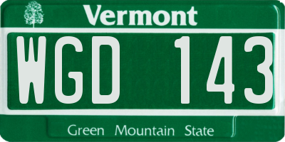 VT license plate WGD143