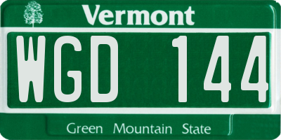 VT license plate WGD144