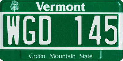 VT license plate WGD145