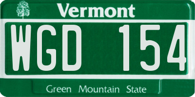VT license plate WGD154
