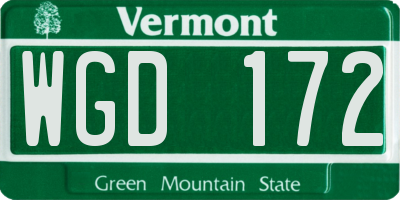 VT license plate WGD172