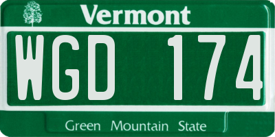 VT license plate WGD174