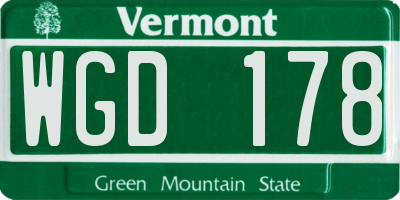 VT license plate WGD178