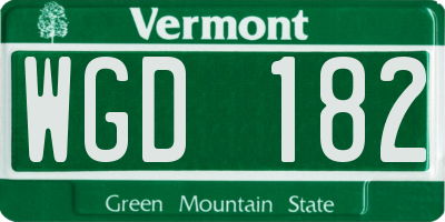 VT license plate WGD182