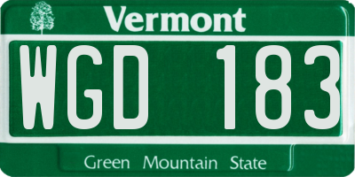 VT license plate WGD183