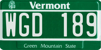 VT license plate WGD189
