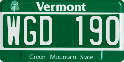 VT license plate WGD190