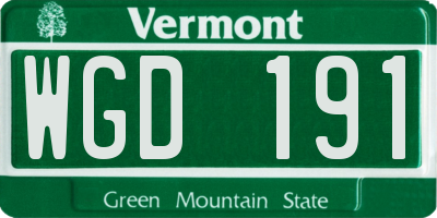 VT license plate WGD191