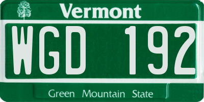VT license plate WGD192
