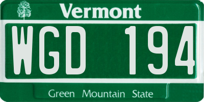 VT license plate WGD194